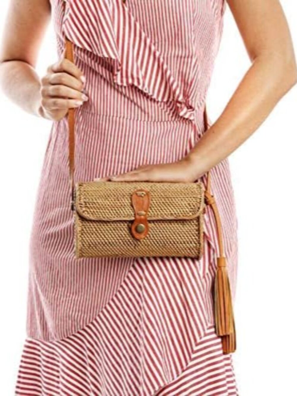 Rattan Bags for Women - Handmade Wicker Woven Purse Handbag Circle Boho Bag Bali - Picture 6 of 6